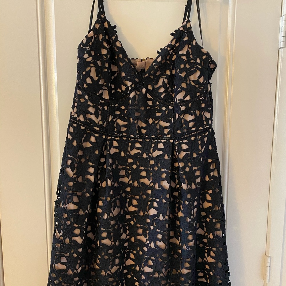 NWT Beautiful Black Lace Overlay Dress
